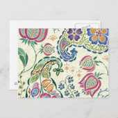 Decoratief pacock en kleurrijke bloemen briefkaart (Voorkant / Achterkant)