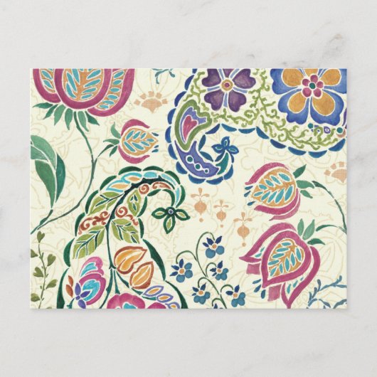 Decoratief pacock en kleurrijke bloemen briefkaart (Voorkant)