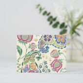 Decoratief pacock en kleurrijke bloemen briefkaart (Staand voorkant)