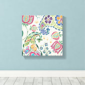 Decoratief pacock en kleurrijke bloemen canvas afdruk (Insitu (Houten vloer))