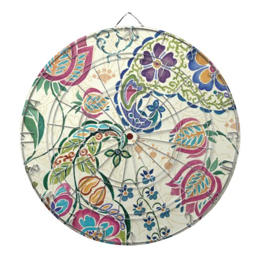 Decoratief pacock en kleurrijke bloemen dartbord (Voorkant)