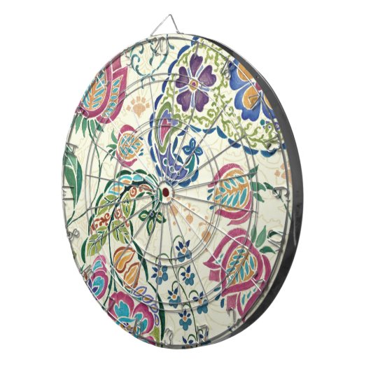 Decoratief pacock en kleurrijke bloemen dartbord (Voorkant Rechts)