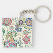 Decoratief pacock en kleurrijke bloemen sleutelhanger (Achterkant)