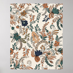  decoratief paisley, naadloos, klein patroon poster