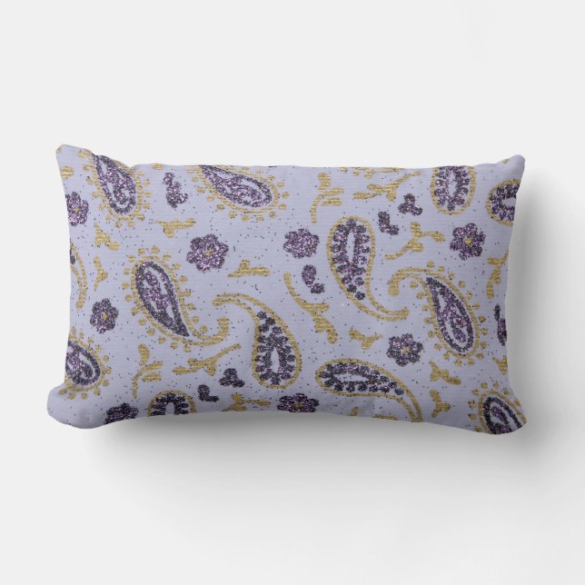 Decoratief paisley paarse lavendel gold kussen (Voorkant)