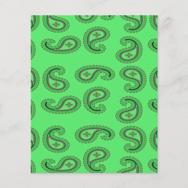 Decoratief paisley patroon op groen (Voorkant)