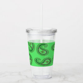 Decoratief paisley patroon op groen acryl drinkbeker