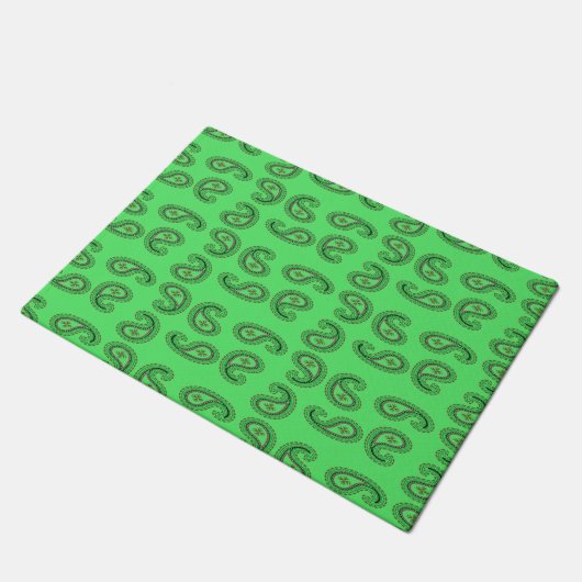 Decoratief paisley patroon op groen deurmat (Schuin)