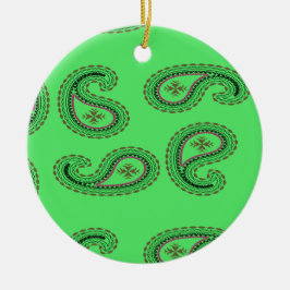 Decoratief paisley patroon op groen keramisch ornament