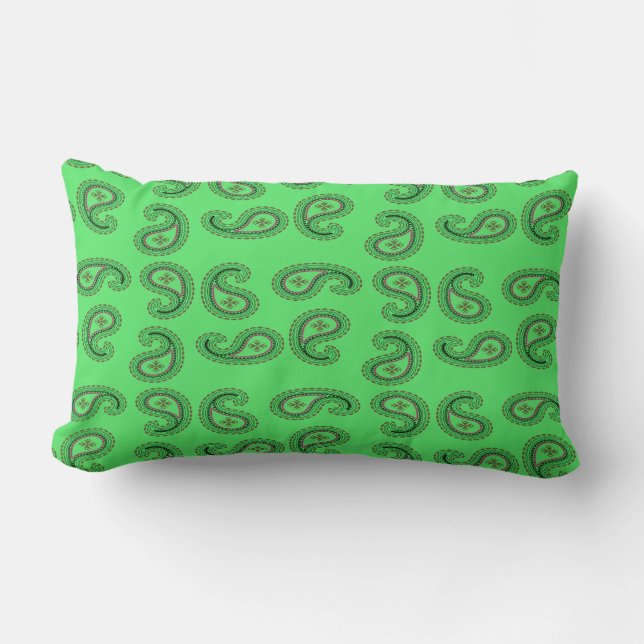 Decoratief paisley patroon op groen kussen (Voorkant)