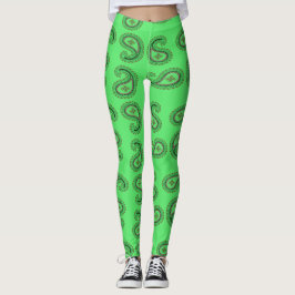 Decoratief paisley patroon op groen leggings