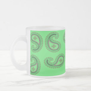 Decoratief paisley patroon op groen matglas koffiemok