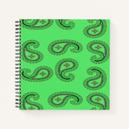 Decoratief paisley patroon op groen notitieboek