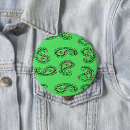 Decoratief paisley patroon op groen ronde button 4,0 cm