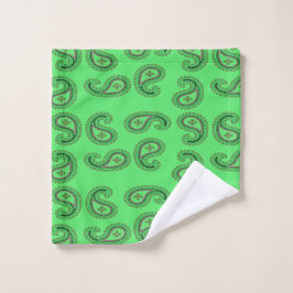 Decoratief paisley patroon op groen washandje