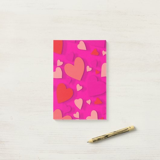 Decoratief papier hart 2 post-it® notes (Op bureau)