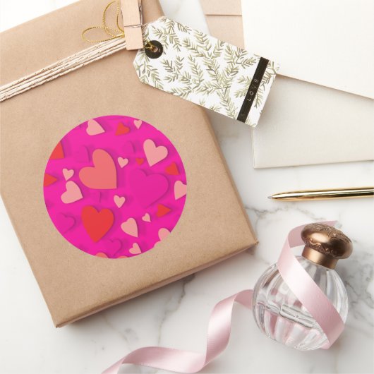 Decoratief papier hart 2 ronde sticker (Geschenken)