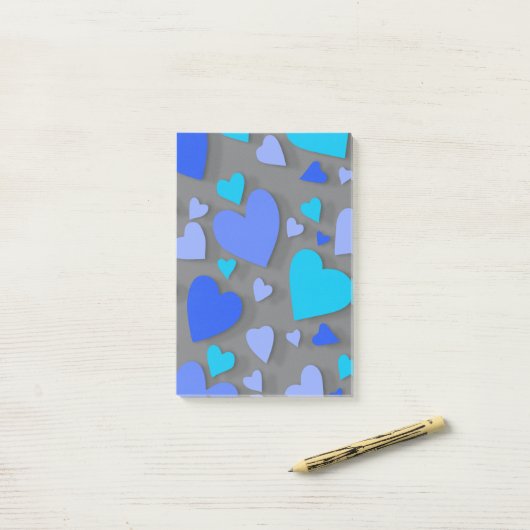 Decoratief papier hart 4 post-it® notes (Op bureau)
