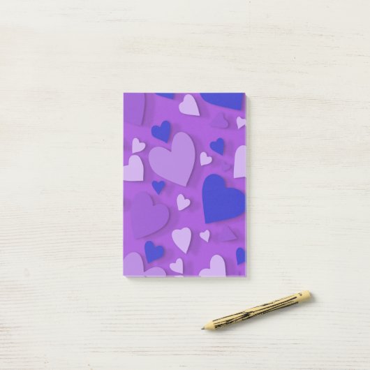 Decoratief papier hart 9 post-it® notes (Op bureau)