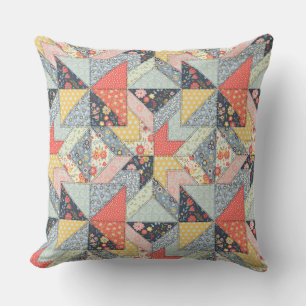 Decoratief Patchwork-patroon en array van kleuren Kussen