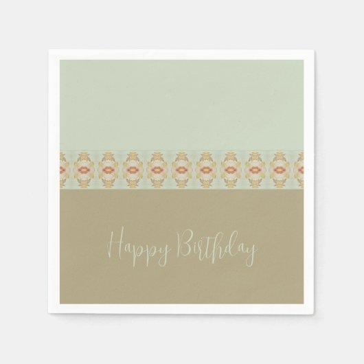 Decoratief patroon, Blauwgroen en bruin Servet (Voorkant)