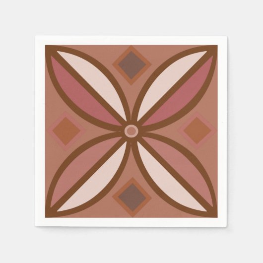 Decoratief patroon in roestspelden en terracottas servet (Voorkant)