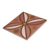 Decoratief patroon in roestspelden en terracottas tegeltje (Zijkant)