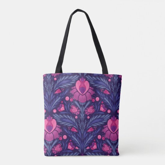 Decoratief patroon met harten tote bag (Achterkant)