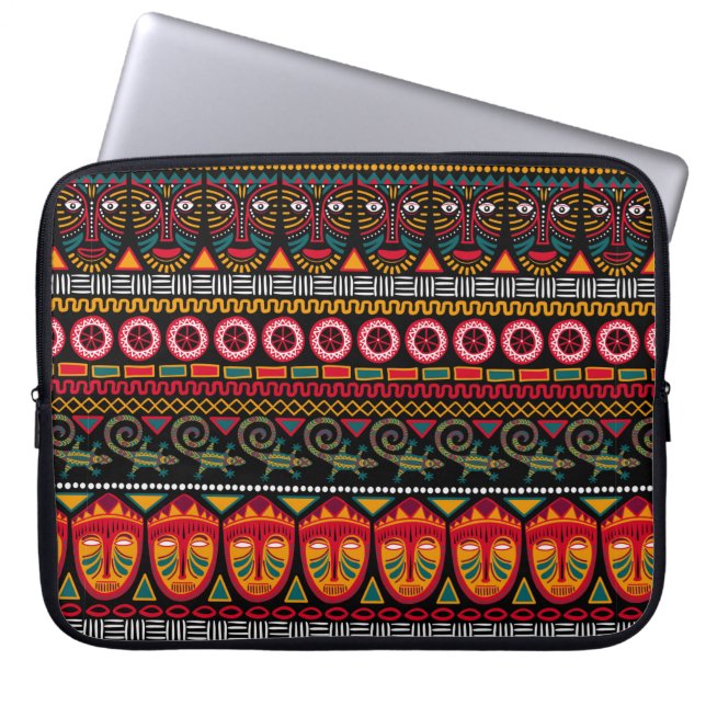 Decoratief patroon op een zwarte achtergrond in Af Laptop Sleeve (Voorkant)