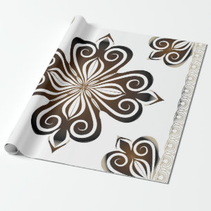 Decoratief patroon van bruin barokmotif met Flo Cadeaupapier