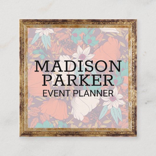 Decoratief patroon van de ventilator | ANTIEK LIJS Vierkante Visitekaartje (Voorkant)