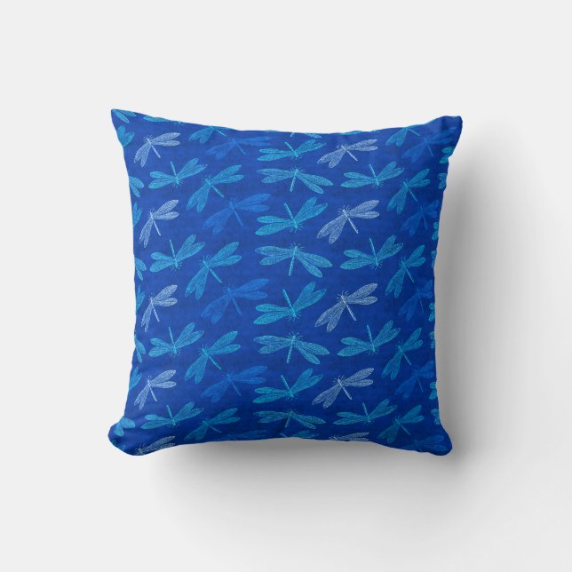 Decoratief patroon van Royal Blue Dragonfly Kussen (Voorkant)