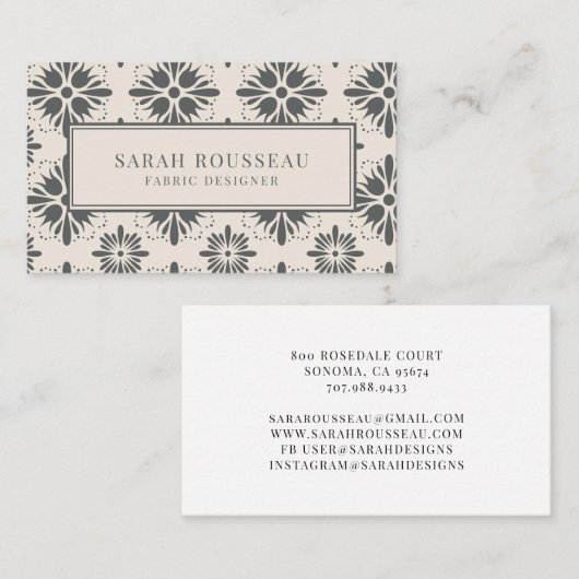 Decoratief Patroon Visitekaartje Fabric Designer (Voorkant / Achterkant)