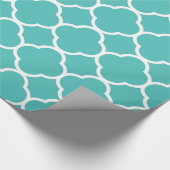 Decoratief Quatrefoil Patroon Blauwgroen Groen Ont Cadeaupapier (Hoek)