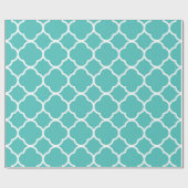 Decoratief Quatrefoil Patroon Blauwgroen Groen Ont Cadeaupapier (Vlak)