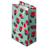 Decoratief Red Aqua Blue Floral Design Klein Cadeauzakje (Voorkant Gekanteld)