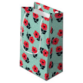 Decoratief Red Aqua Blue Floral Design Klein Cadeauzakje (Achterkant Gekanteld)
