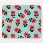 Decoratief Red Mint Floral Pattern Muismat (Voorkant)