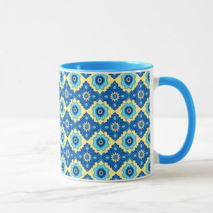 Decoratief Retro Geometrisch Bloemenpatroon Mok
