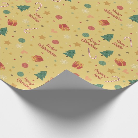 Decoratief Retro kerstpatroon Cadeaupapier (Hoek)