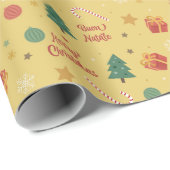 Decoratief Retro kerstpatroon Cadeaupapier (Rol Hoek)