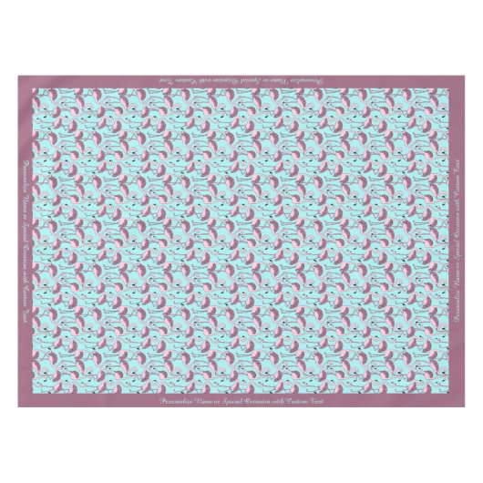 Decoratief Retro Roze Flamingos Tropisch Exotisch Tafelkleed (Voorkant (Horizontaal))