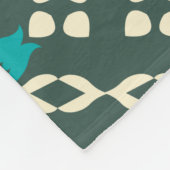Decoratief  Retro Tegel Patroon in Blauwgroen Groe Fleece Deken (Hoek)