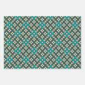 Decoratief  Retro Tegel Patroon in Blauwgroen Groe Inpakpapier Vel (Voorkant)