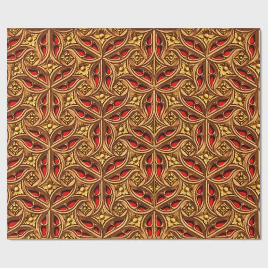 decoratief rood en goud Egyptisch patroon Cadeaupapier (Vlak)