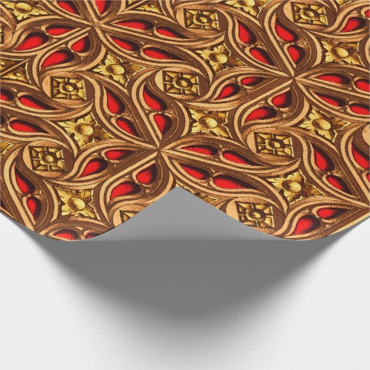 decoratief rood en goud Egyptisch patroon Cadeaupapier (Hoek)
