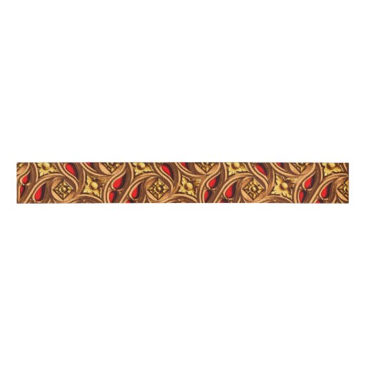 decoratief rood en goud Egyptisch patroon Grosgrain Lint (Voorkant)