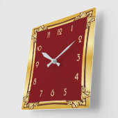 Decoratief rood en goud vierkante klok (Hoek)