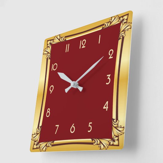 Decoratief rood en goud vierkante klok (Hoek)