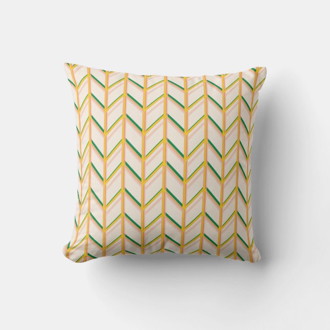 Decoratief rood, geel en groen Chevron Pattern Kussen (Voorkant)